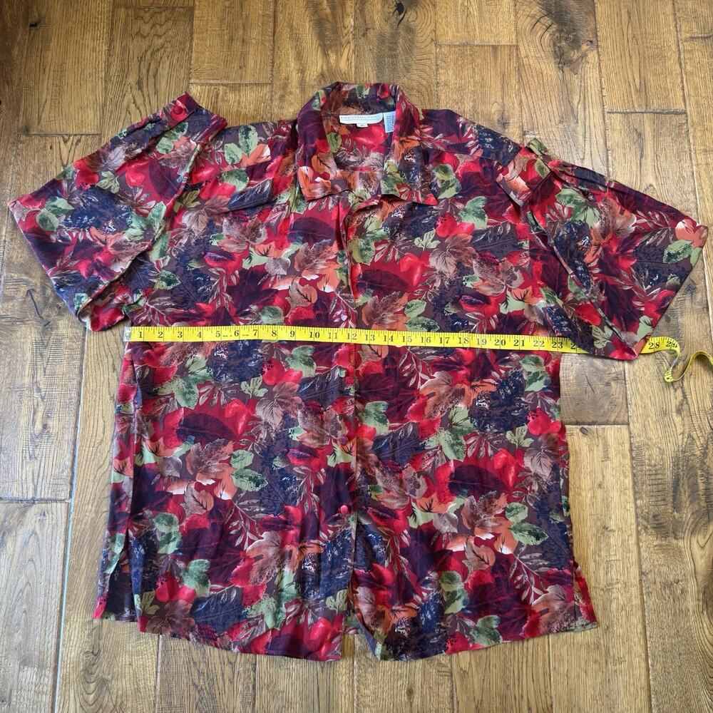 VINTAGE Preston & York Womens Sz XL 100% Silk Button Down Long Sleeve Shirt - Picture 4 of 5